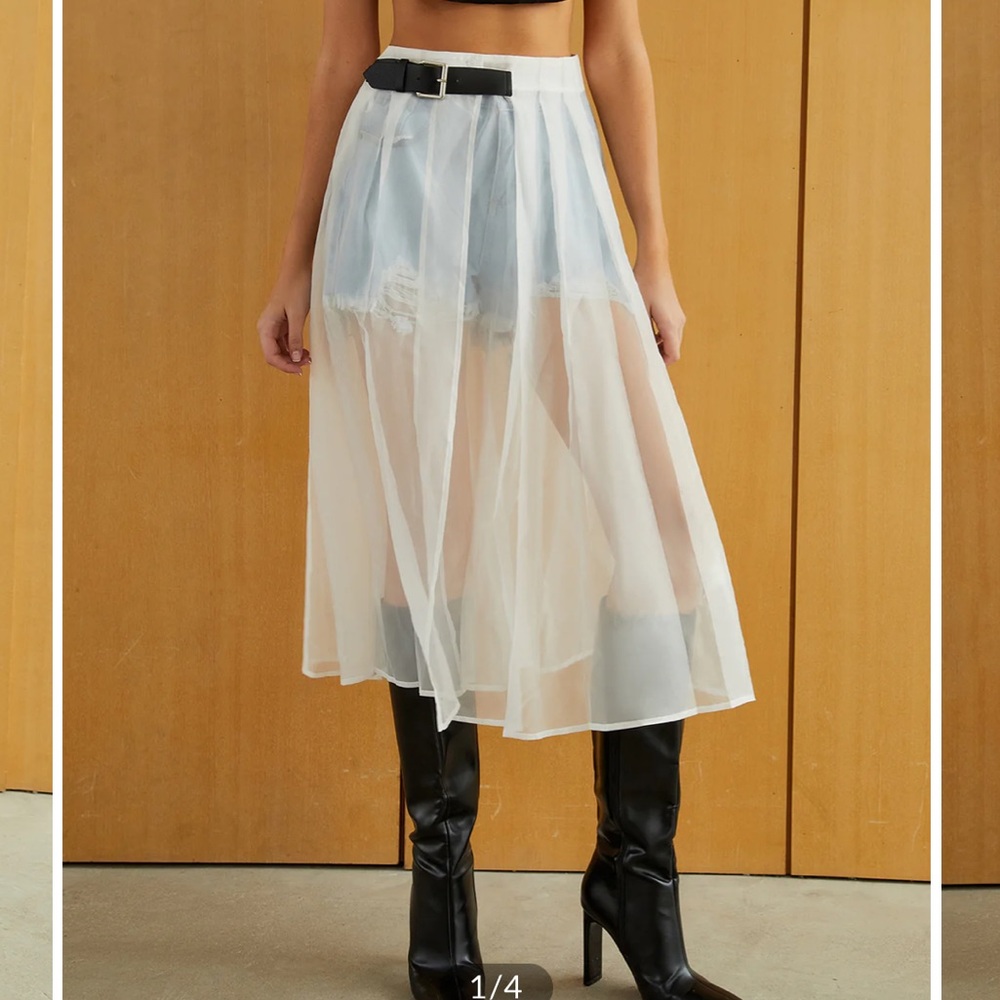 Sheer White Midi Skirt